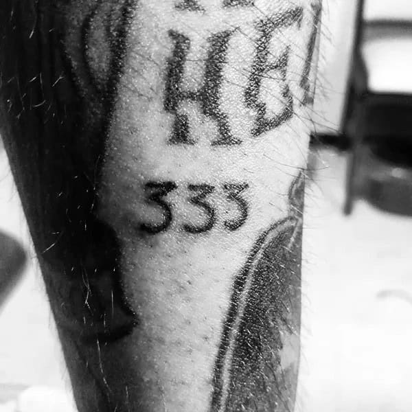 333 Behind The Neck Tattoo