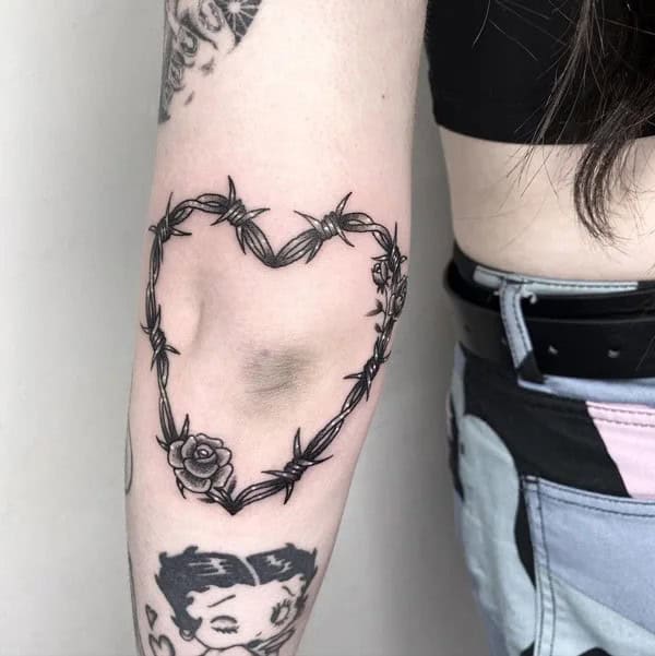 Heart Barbed Wire Tattoo