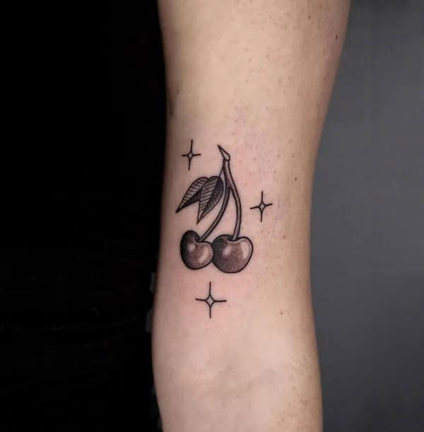 Black and White Cherry Tattoo