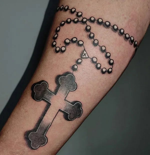 Cross With Rosary Tattoo