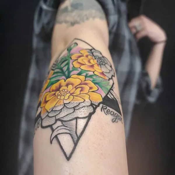 Geometric Marigold Tattoo