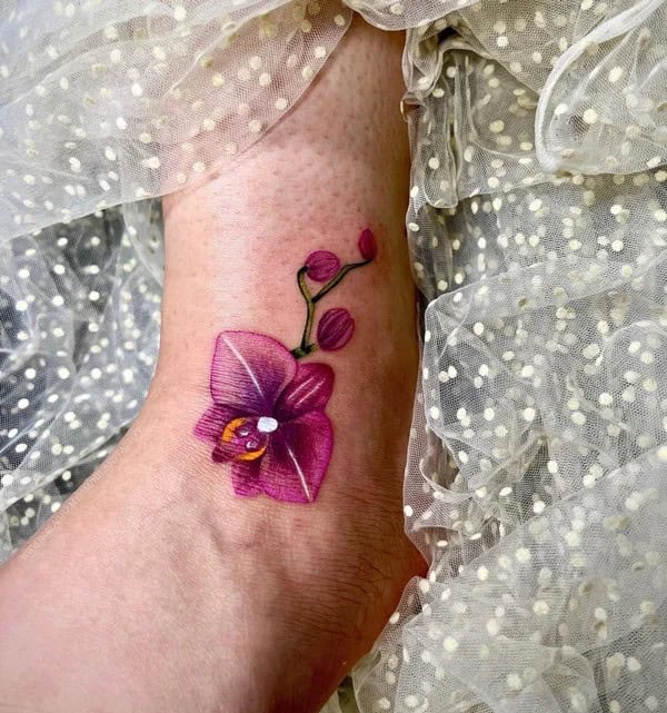 Realistic Orchid Tattoo