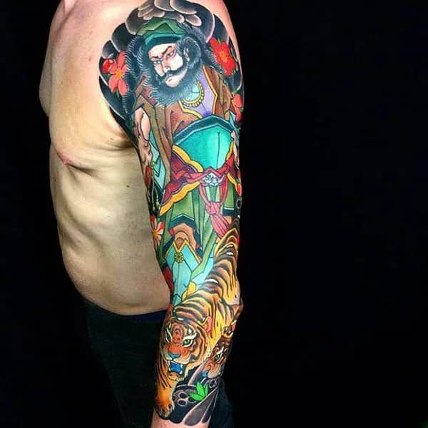 Japanese Tiger Sleeve Tattoo