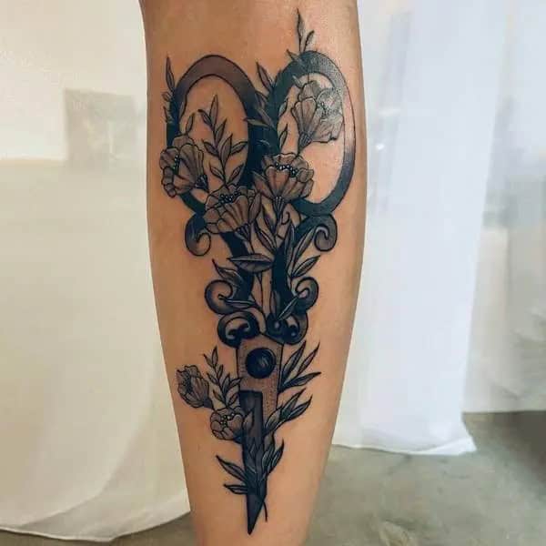 Floral Scissor Tattoo