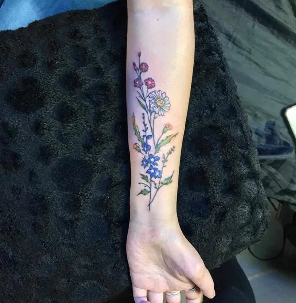 Larkspur and Daisy Tattoo