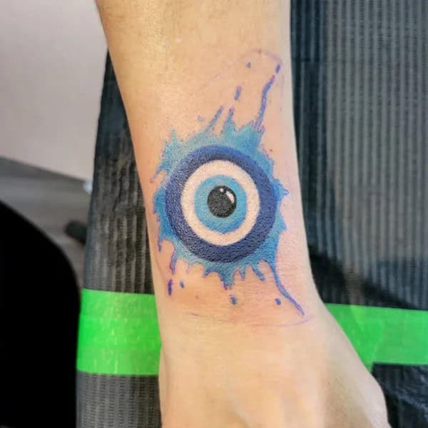 Watercolor Evil Eye Tattoo