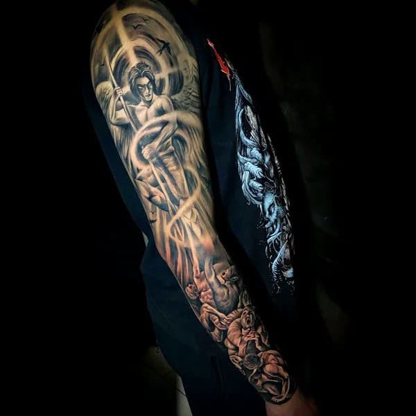 “Good vs. Evil” Sleeve Tattoo