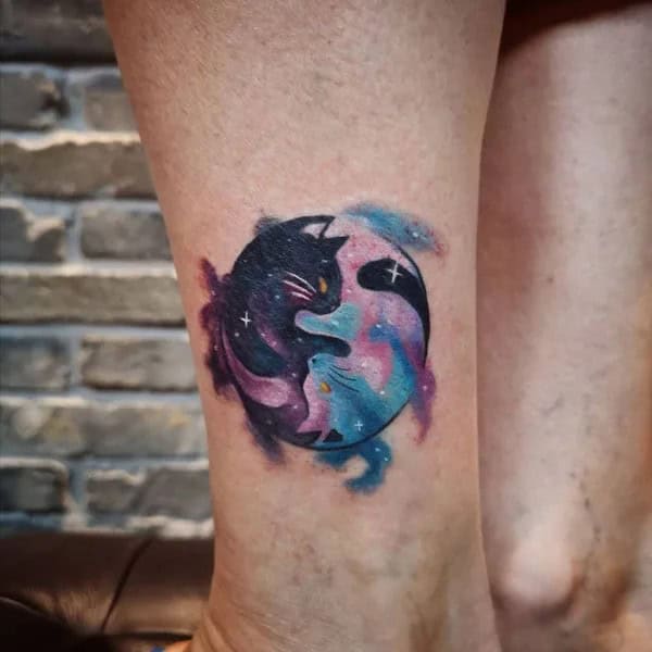 Cat Yin Yang Tattoo