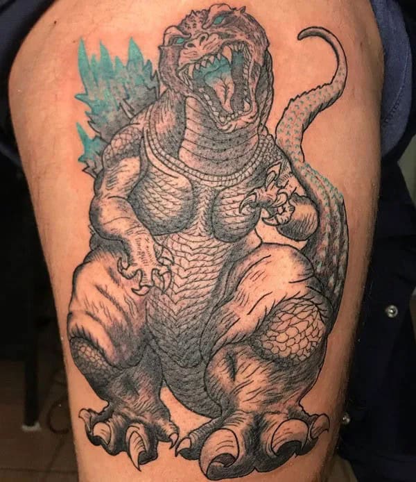 Godzilla vs Ghidorah tattoo