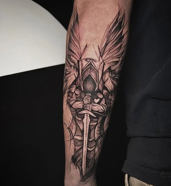 Angel with Sword Tattoo