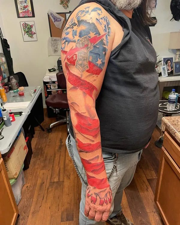 American Flag Sleeve Tattoo