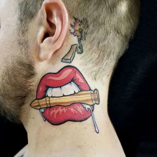 Feisty Neck Lip Tattoo