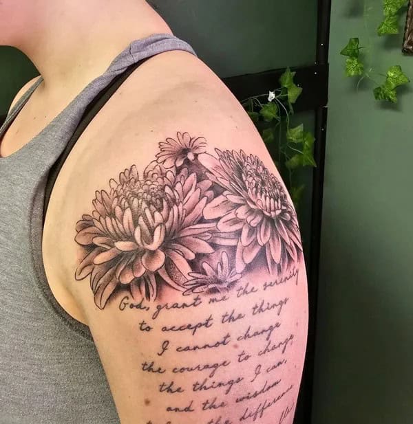 November Birth Flower and Script Tattoo