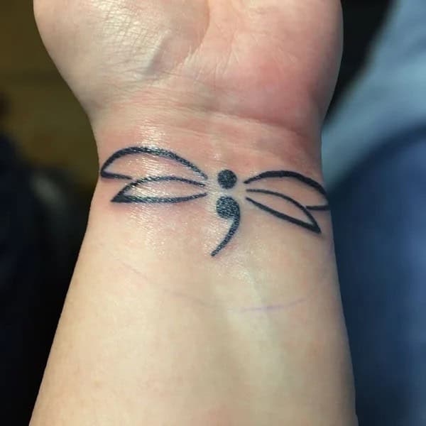 Semicolon Dragonfly Tattoo