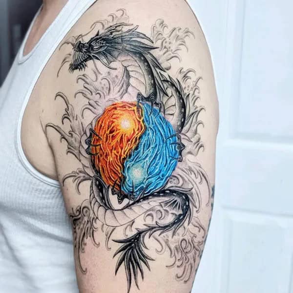 Fire and Water Yin Yang Tattoo