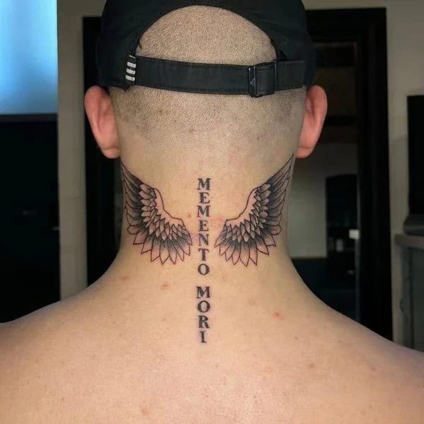 Memento Mori Angel Wing Tattoo