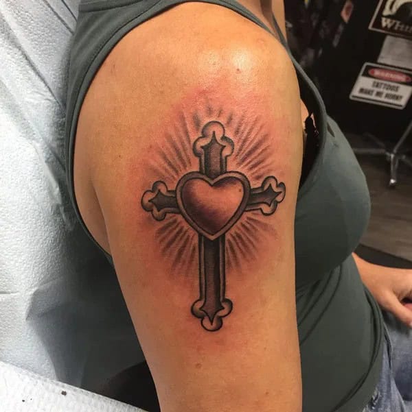 Cross Heart Tattoo