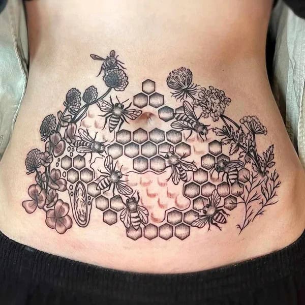 Bee Stomach Tattoo