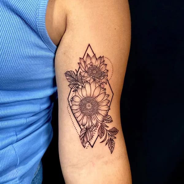 Geometric Sunflower Tattoo