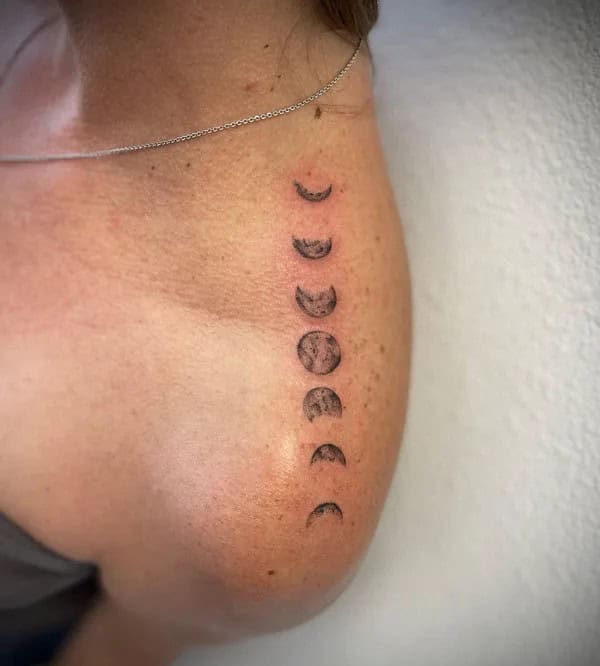 Moon Phase Shoulder Tattoo