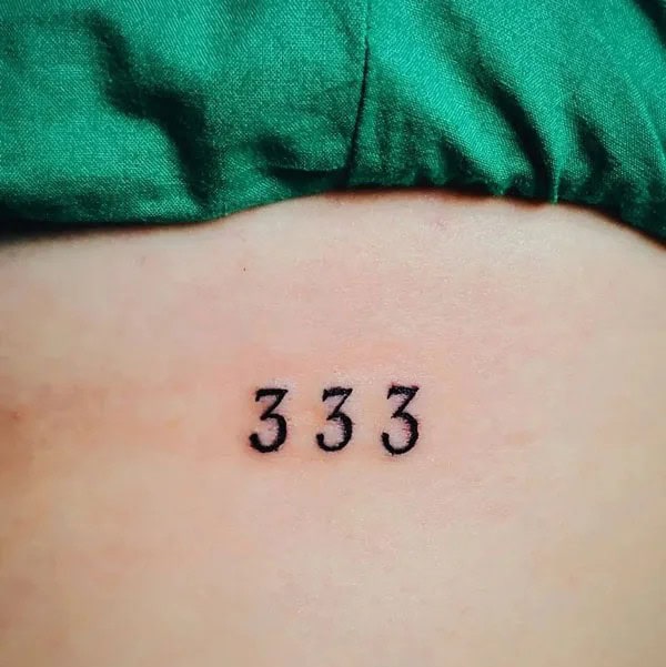 333 Behind The Neck Tattoo