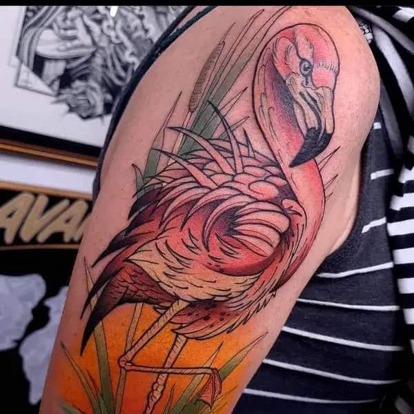 Traditional Flamingo Tattoo