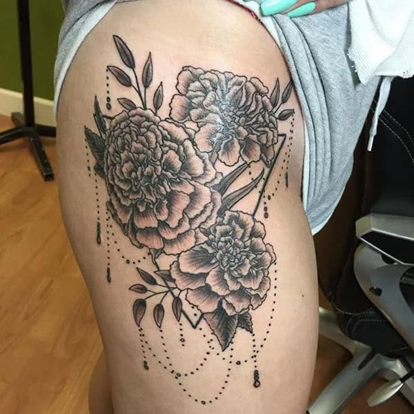 Black and White Marigold Tattoo