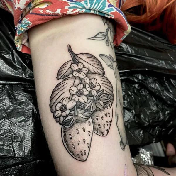 Strawberry Tattoo Black and White