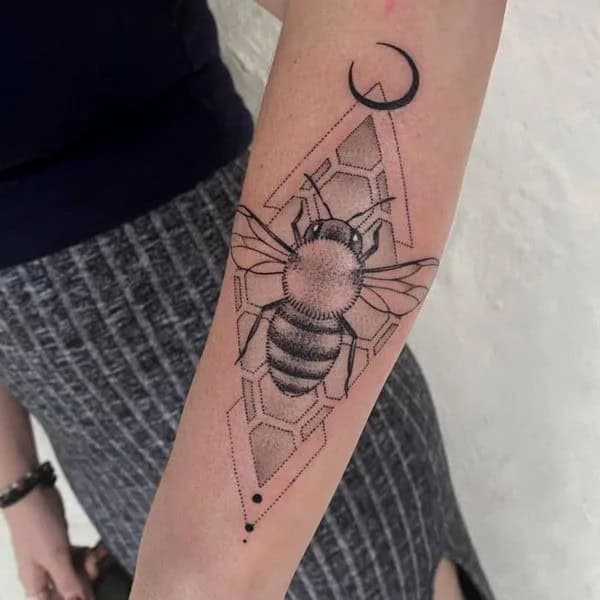 Geometric Bee Tattoo