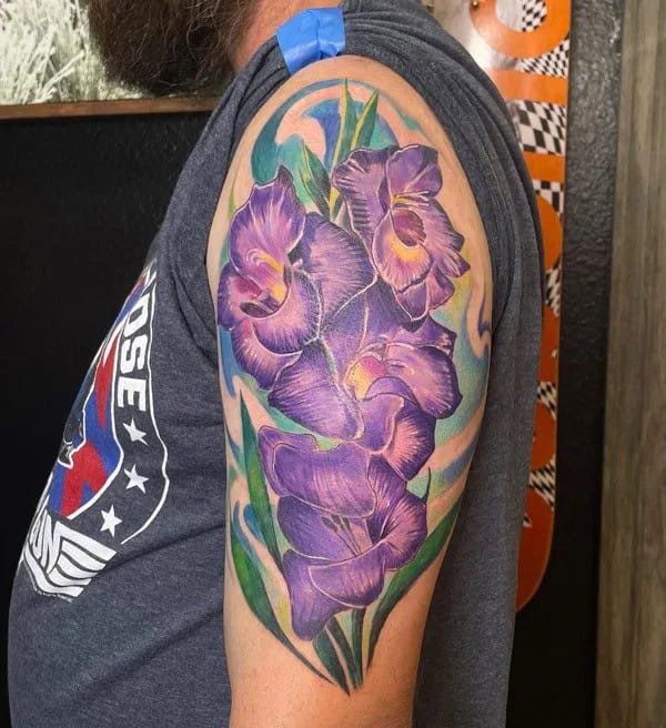 August Birth Flower Arm Tattoo