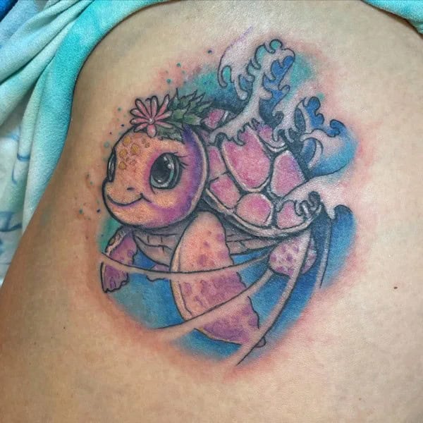 Cartoon Sea Turtle Tattoo