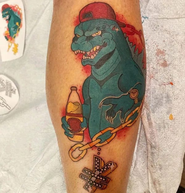 Godzilla vs Ghidorah tattoo