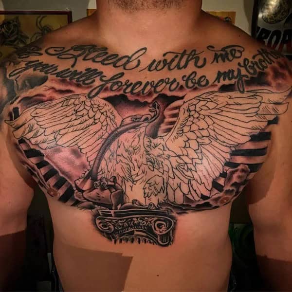 Mexican Eagle Chest Tattoo