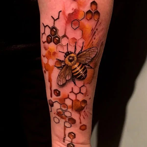 Bee and Honeycomb Tattoo