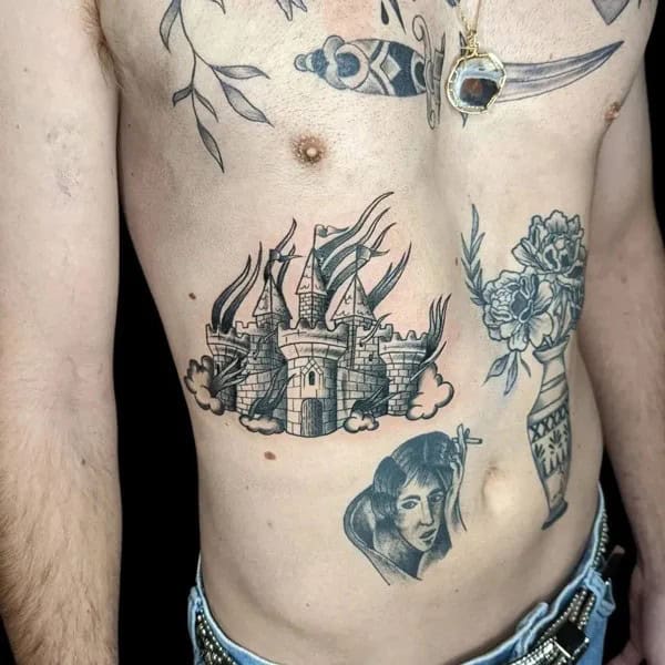 Castle Patchwork Tattoo