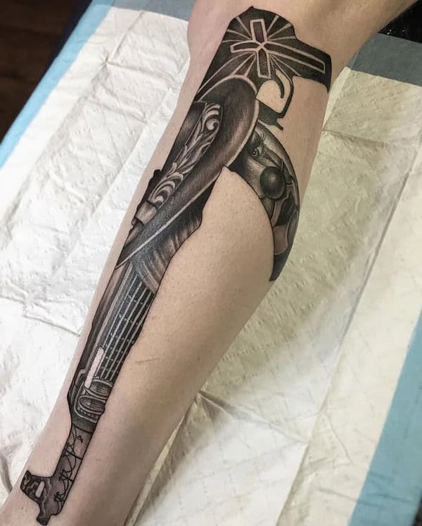 AK-47 Leg Tattoo