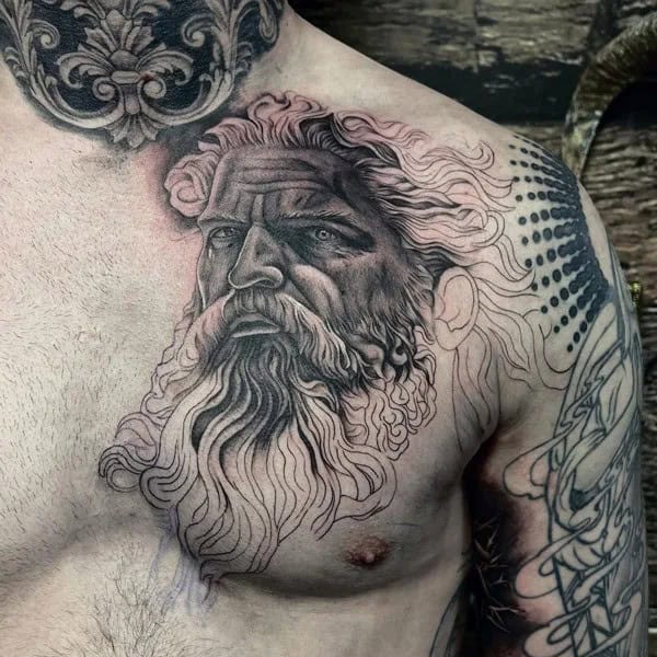 Poseidon Chest Tattoo