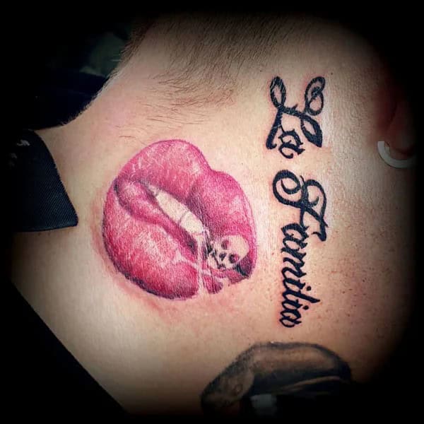 Feisty Neck Lip Tattoo