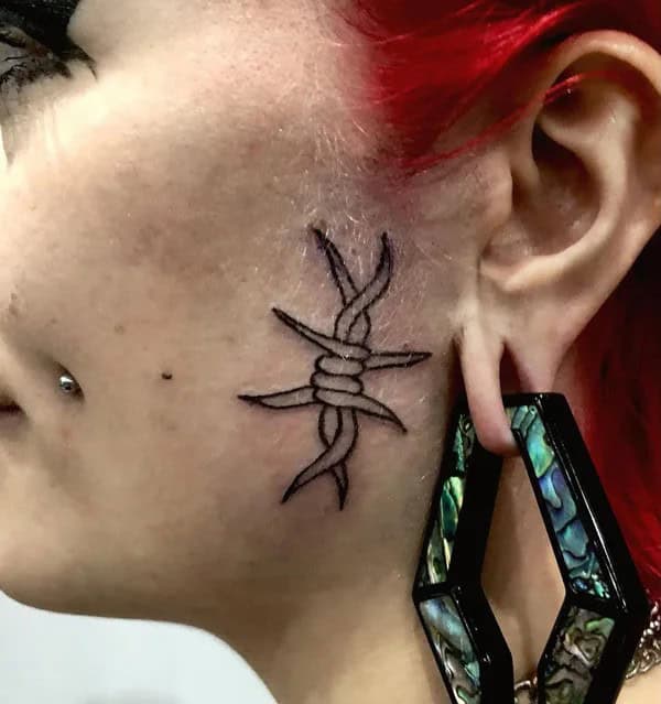 Barbed Wire Face Tattoo