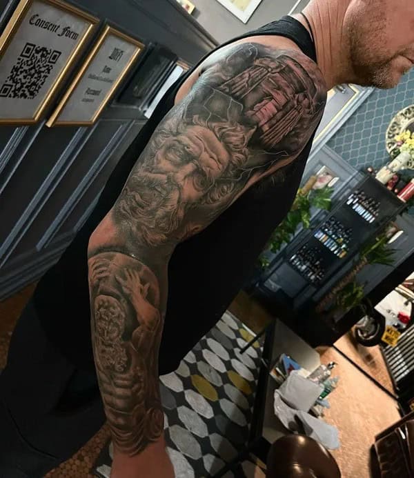 Greek God Sleeve Tattoo