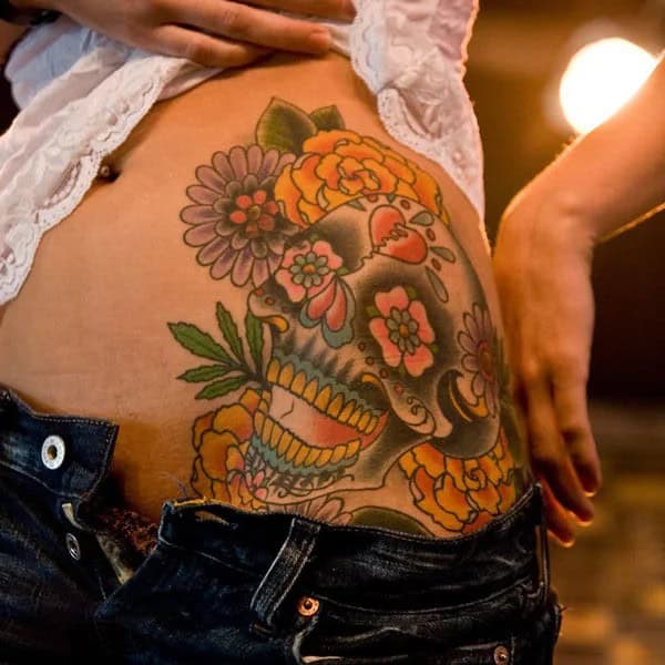 Sugar Skull Marigold Tattoo