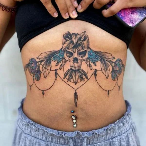 Skull Underboob Tattoo