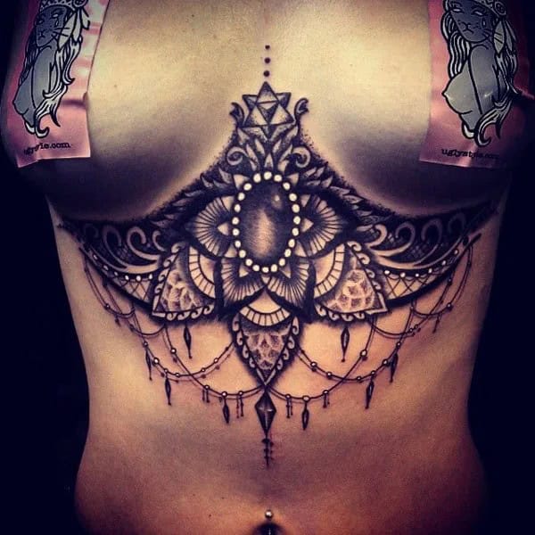 Lace Under Breast Tattoos