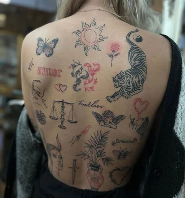 Patchwork Back Tattoo