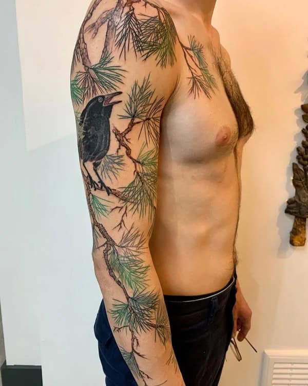 Pine Tree Tattoo On The Sleeve