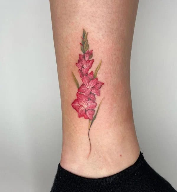 Gladiolus Leg Tattoo