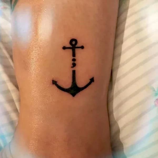 Anchor Semicolon Tattoo