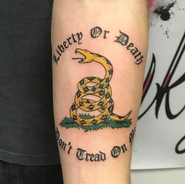 “Don’t Tread On Me” Back Tattoo