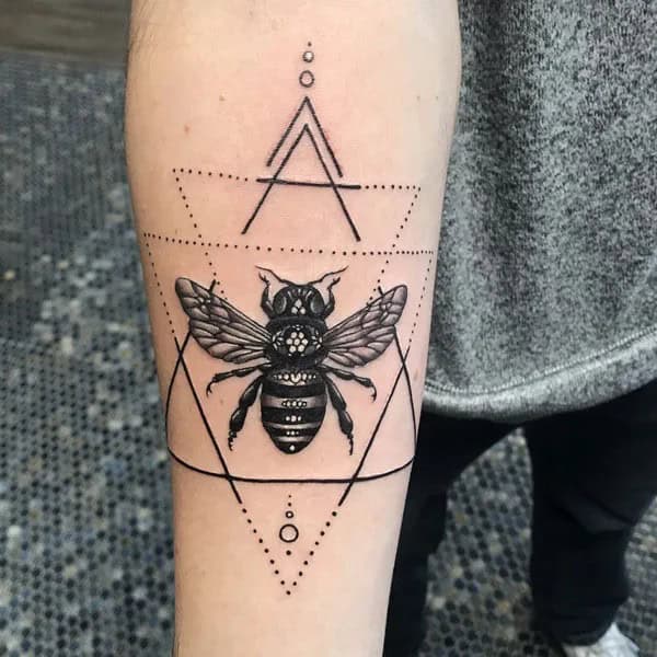 Geometric Bee Tattoo