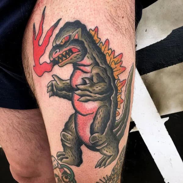 Godzilla vs Ghidorah tattoo